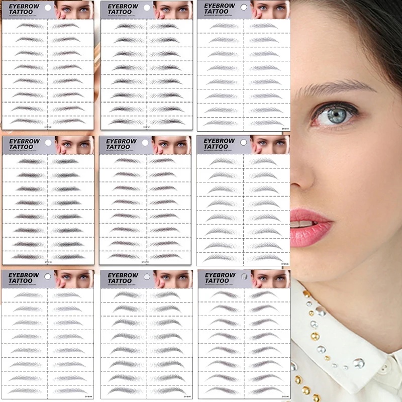 

5pcs Eyebrow Tattoos Hair Like Long Lasting Water Transfers Sticker Waterproof Makeup Eye Brow Shaper for Brow Grooming Shaping