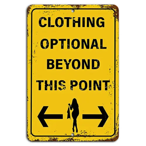 Clothing Optional Beyond This Point Funny Rustic Sign-Aluminum