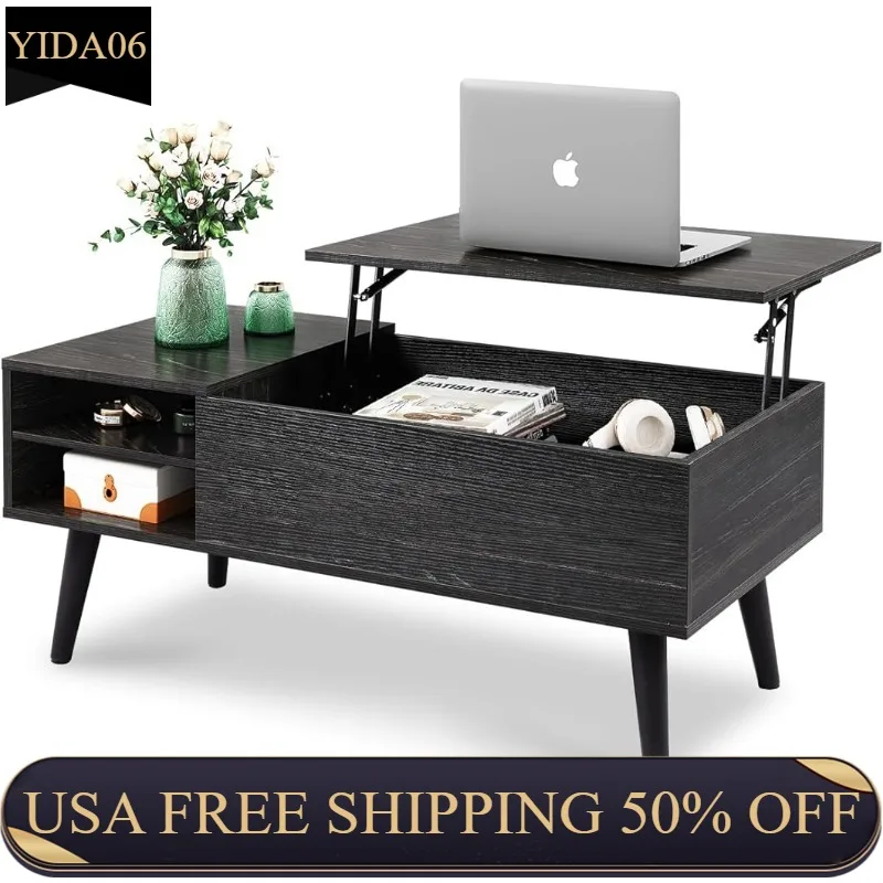 

WLIVE Wood Lift Top Coffee Table with Hidden Compartment and Adjustable Storage Shelf, Lift Tabletop Dining Table for Home