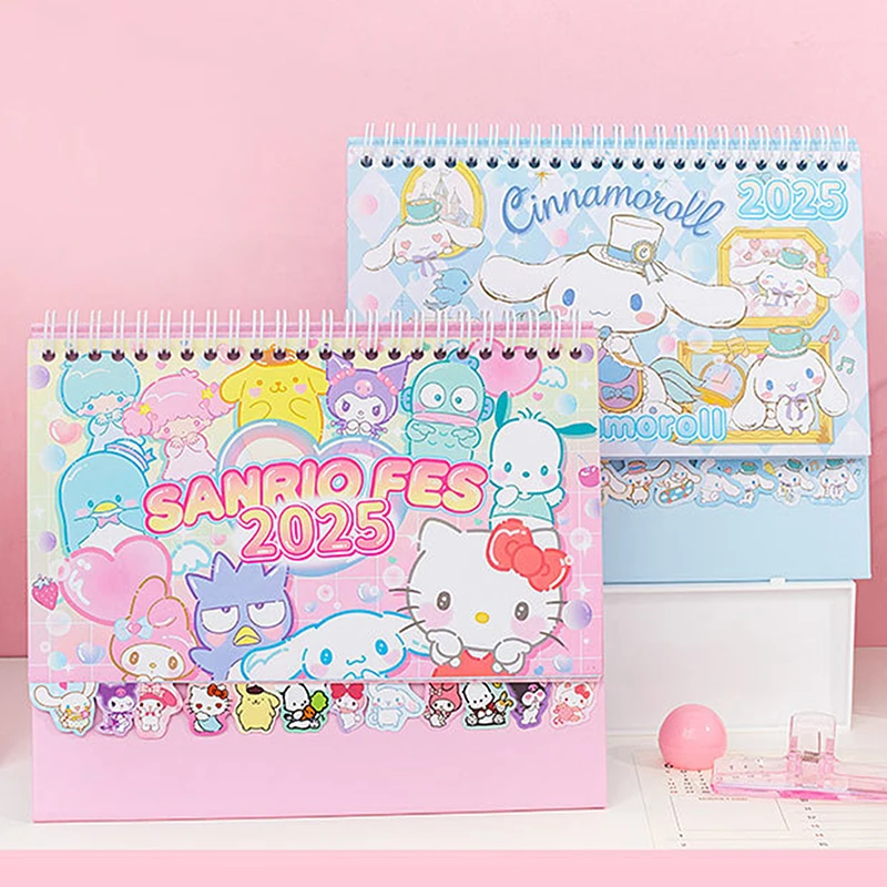 NEW 2025 Year Cartoon Calendar Anime Sanrio Kuromi Cinnamoroll My melody Cute Calendar Kawaii Diary Desktop Decor Christmas Gift