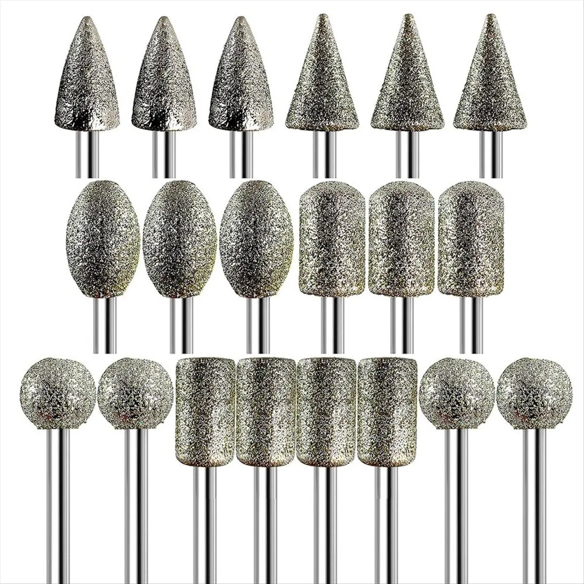 #92N Diamond Grinder Bits for Dremel-Tool Accessories,20Pcs, 1/8Inch Shank,for Dremel-Tool Accessories,(Emery + Metal)