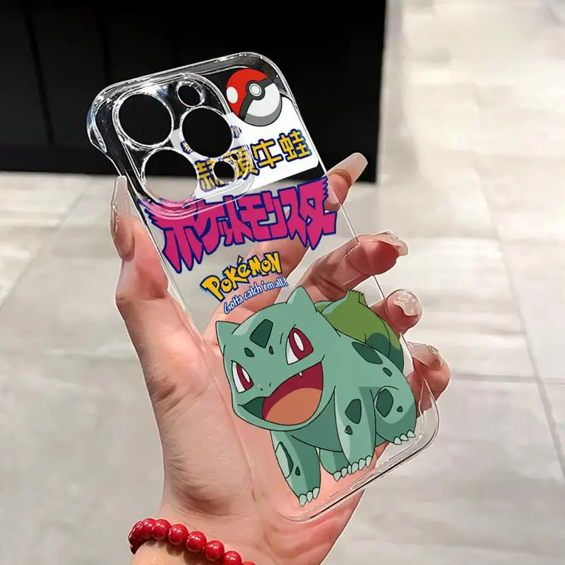 phone case for Apple iphone 16 15 pro max cases 11 16plus 12 14 13 borderless cooling clear fundas Bulbasaur Squirtle Cool Duck