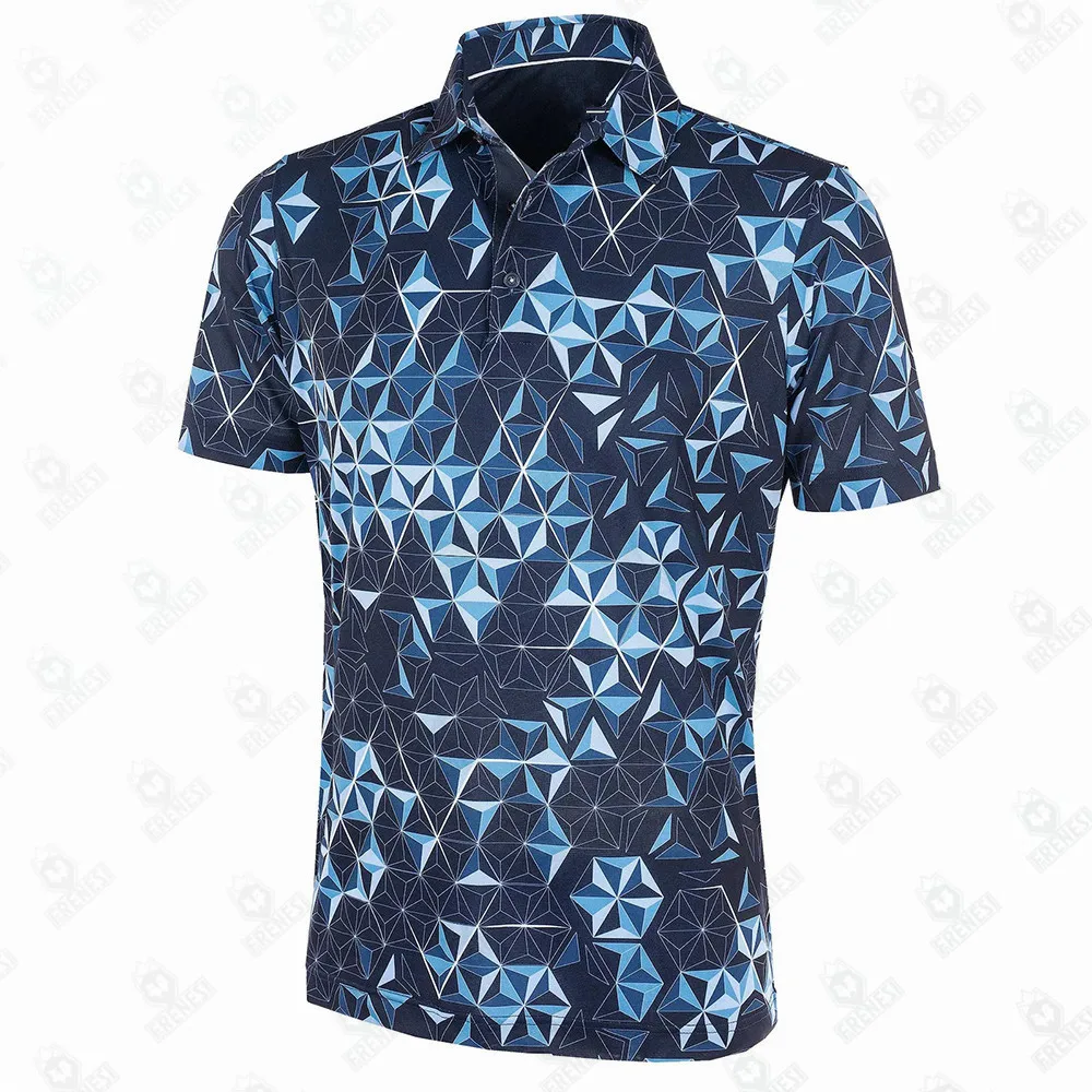 Diamant Patroon Mannen Golf Shirts Fashion Polo Shirt Zomer Korte Mouwen Sport Shirts Casual Tennis T-shirt Ademende Kleding