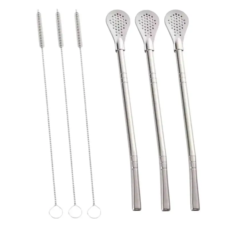 2/4/6Pcs Detachable Bombilla Filter Straw Stainless Steel Reusable Yerba Mate Tea Spoon Straw Bar Accessories