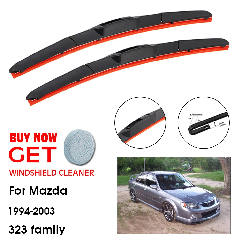 

Car Wiper Blade For 323 family 21"+19" 1994-2003 Front Window Washer Windscreen Windshield Silica Gel Wiper Blades Accessorie