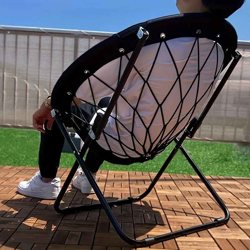 

Outdoor Portable Folding Chair Oxford Cloth Elastic Spring Chair Lazy Small Stool For Camping Fishing - Compact Travel Chair