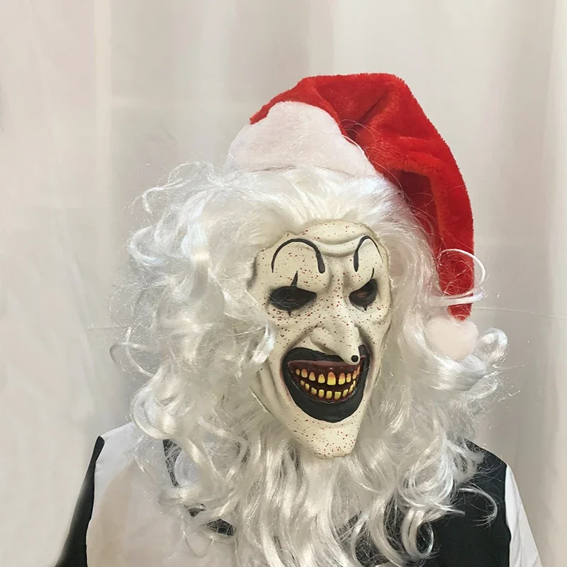 영화 테리어 3 광대 코스프레 마스크 공포 라텍스 마스크, 크리스마스 킬링 광대 역할 놀이 헤드기어, 할로윈 카니발 파티