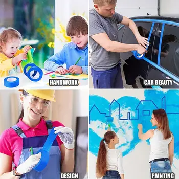 סרט ציירים כחול, 1/2 אינץ', 3/4 אינץ', 1 אינץ', 2 אינץ', סרט מיסוך לצביעה בגדלים שונים, סרט נייר שחרור נקי לבית 10 best sales בלואטק - №1