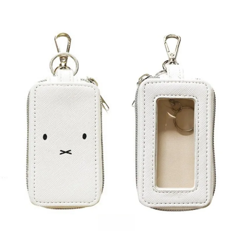 

Kawaii Miffy Series Car Key Bag Cartoon Creativity Printing Portable Double Zipper Visible Translucent Storage Bag Girls Gifts