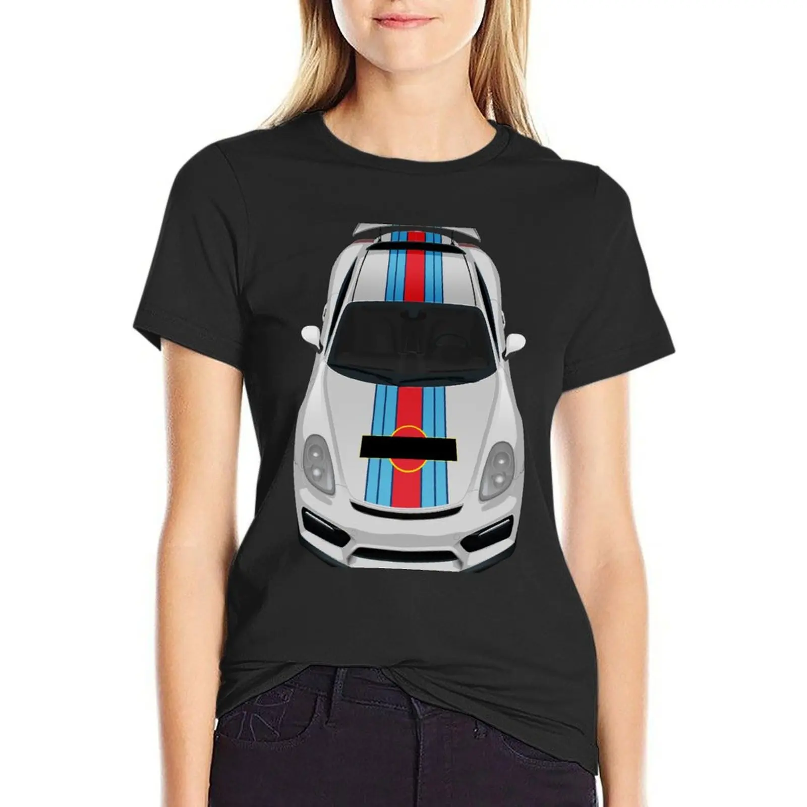 

Blue and red stripes T-Shirt vintage kawaii clothes Blouse graphic t-shirts for Women
