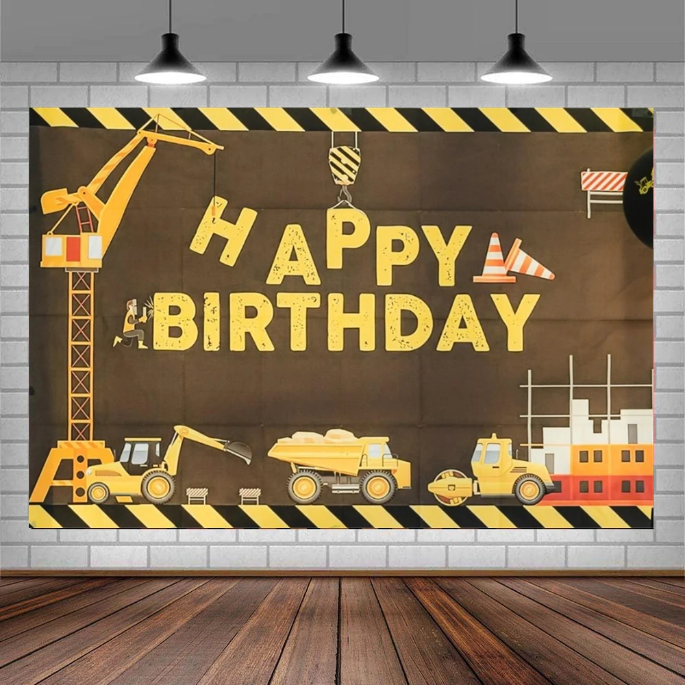 

Фон для фотосъемки на строительной площадке Самосвал Экскаватор Кран Тематический фон для украшения дня рождения Баннер