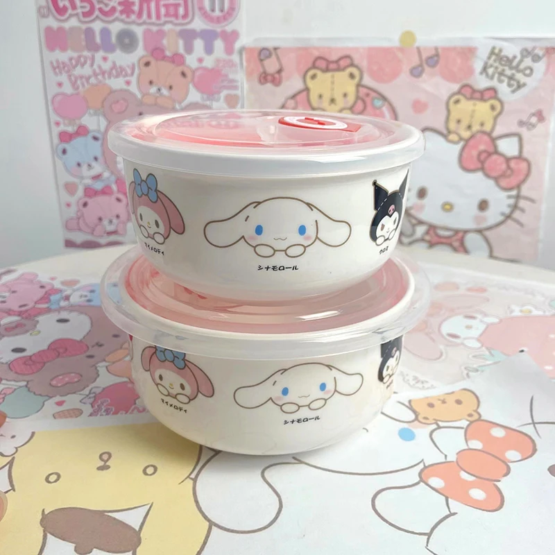 

Sanrio Kawaii Anime Hello Kitty Ceramic Bowl Cute Sweet Cinnamoroll My Melody Cartoon Breakfast Bowl Ramen Bowl Gifts for Girls