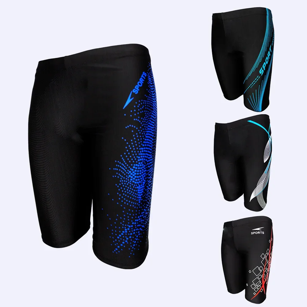 ملابس سباحة للتدريب الاحترافي للرجال بحافة قاطعة بخمس نقاط ومضادة للسحب وخصر واسع ينحيفك وينعيم صورتك المثيرة