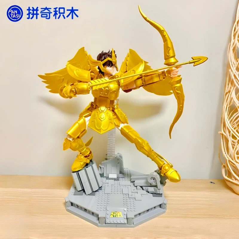 

Pantasy Gold Saint Building Blocks Sagittarius Anime Cartoon Toy Collectible Model Desktop Ornament Children's Holiday Gifts