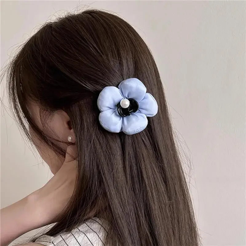 

Flower Hair Claw Headdress Fashion Women Girls Elegant Solid Color Sponge Trendy Design Elastic Hair Clip Accessories