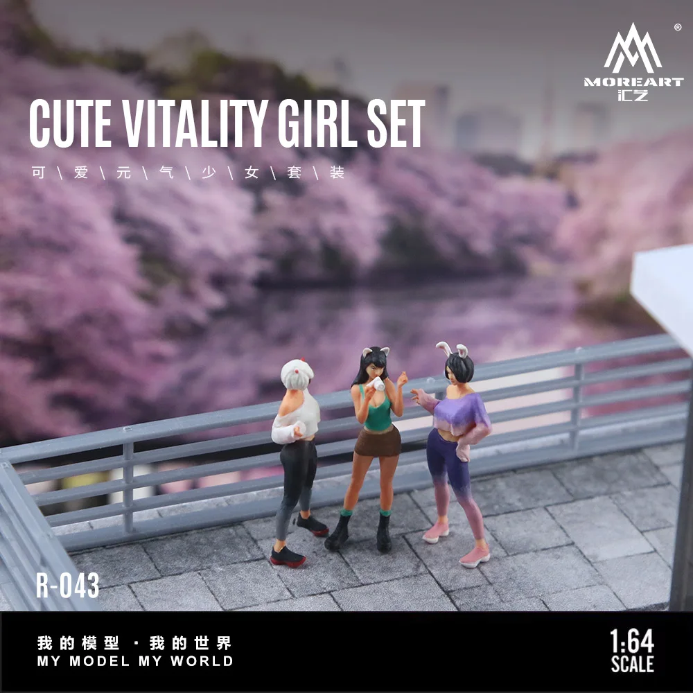 

More Art 1:64 милый, энергичный набор фигурок девушки, украшение из смолы, модель фигурки для подарка, дисплея и коллекции