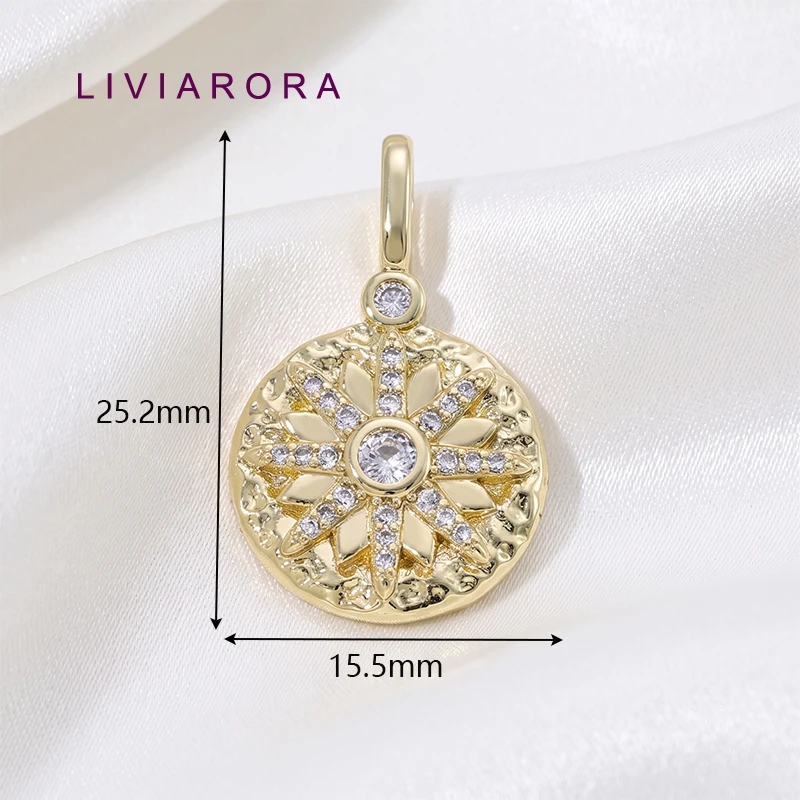 1/2Pcs 18K Gold Plated Brass Sunflower Starburst Pendant Inlaid Zircon Compass Charm For DIY Jewelry Making Accessories view 3