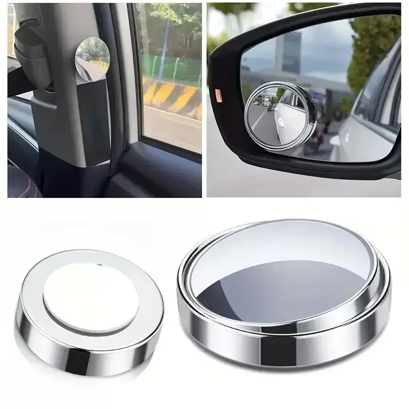 1/2Pcs 360° Degree Adjustable Blind Spot Mirror Car Auxiliary Rearview Convex Mirror Round Frame Wide Angle Mirrors Car Reverse