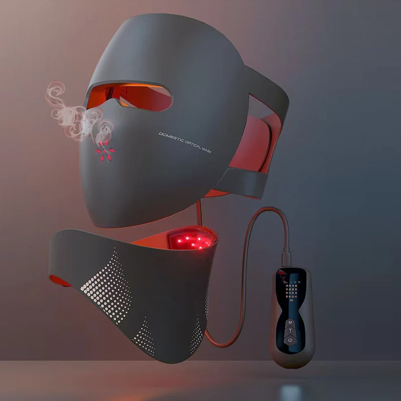 Maschera per il viso e il collo a LED 3C in morbido silicone di alta qualità Terapia della luce Design ergonomico per una vera cura della pelle antietà a casa e in viaggio