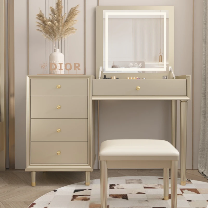 

Modern Jewelry Dressing Table Design Gold Luxury Mirror Dressers Drawer Makeup Tocador De Maquillaje Bedroom Furniture