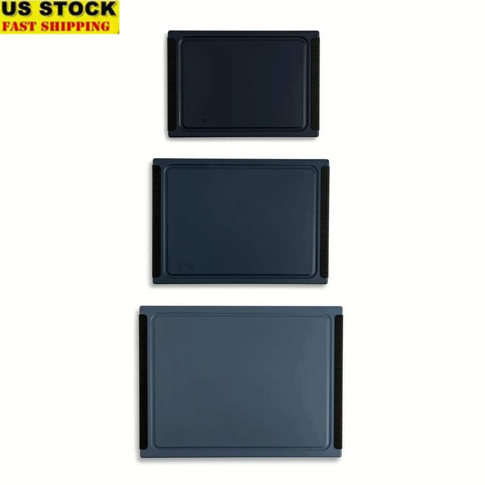 

3-Piece Poly Cutting Board Set with Juice Wells Non-Slip Grips Dual-Sided Design Blade-Friendly Surface Meal Prep