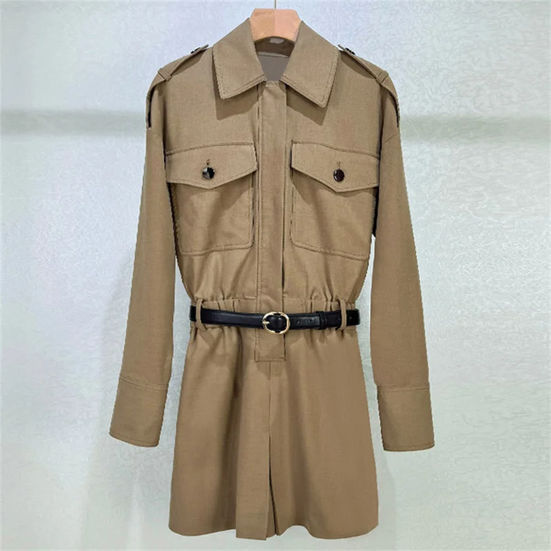 

jumpsuits for woman 2025 autumn new belt slim fit lapel women's jacket Large pocket decorative jumpsuit shorts Bodysuit women