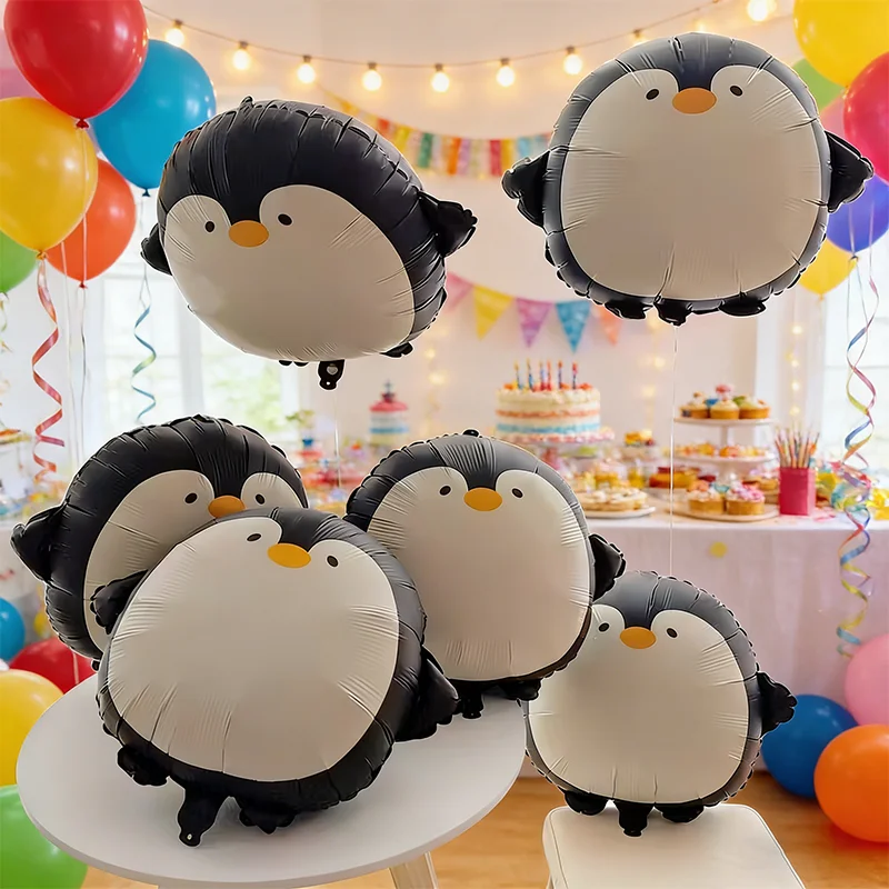 5 matte runde Pinguin-Ballons, Party-Ballons, Geburtstags-Ballons, Foto-Requisiten, geeignet für Geburtstagsfeiern, Pinguin-Themenpartys, Feiertagsdekorationen, Familienfeiern, Winter-Themenpartys, Jubiläumsbankette, Cartoon-Ballondekorationen – Detail 2