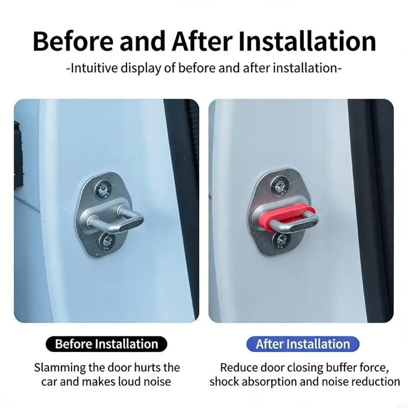 

2025 New 4Pcs Universal Car Door Lock Covers Silicone Bumpers Reduce Collision Noise Door Lock Buffer Simple Setup
