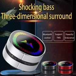 Mini Bone Conduction Bluetooth Speaker Portable Shocking Bass Soundbar Wireless TWS Music Player Long Endurance Colorful Light