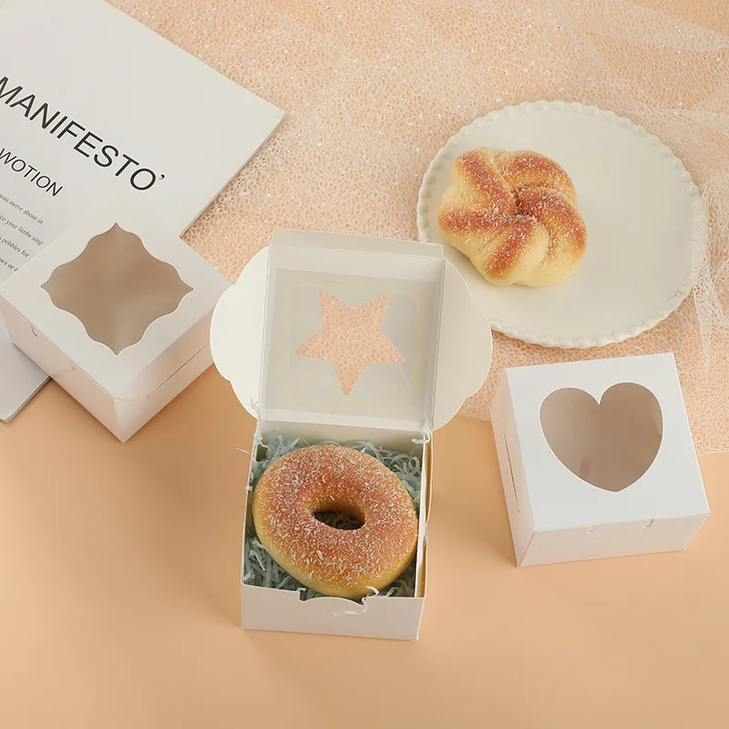 10PCS Valentine's Day Tiramisu Box Theme Love Heart Cute Cookie Paper Boxes Party Favor Candy Gift Box With Window Star