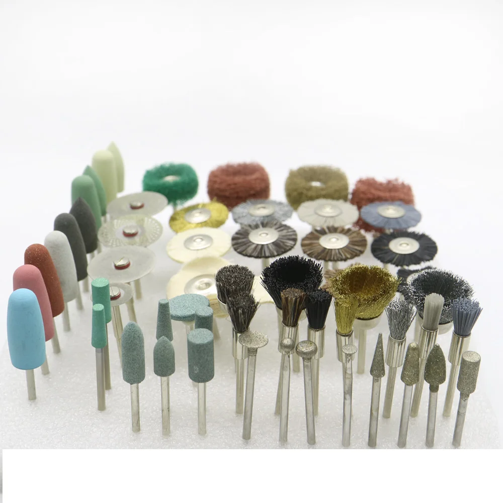 57pcs/set Dental Laboratory Dentistry Odontologia Zirconia Buff Burs Polishing Brush Wheel Rotary Tools 2.35mm HP Shank