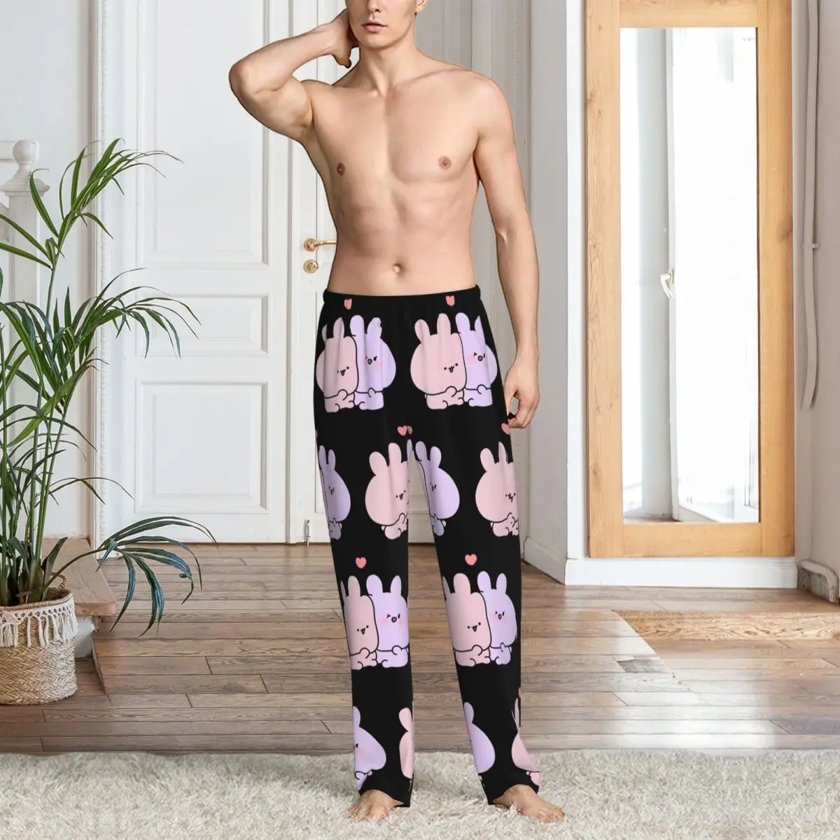 مخصص Asamimichan بيجامة السراويل ملابس خاصة الرجال حزام مطاط Asamimi و Anemimi قيعان صالة النوم مع جيوب