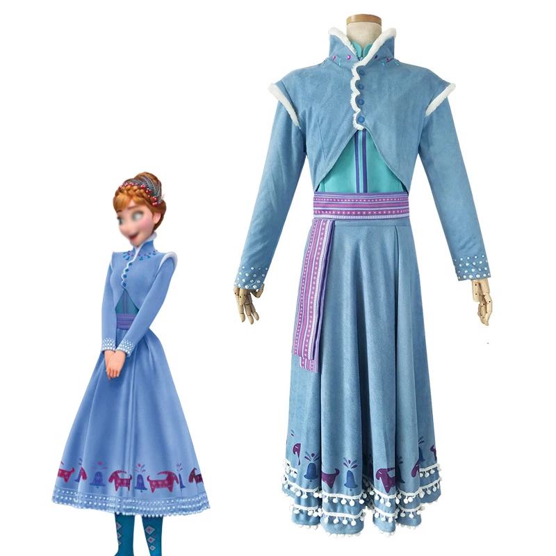 

Princess Cosplay Movie Costume Adult Women Fancy Blue Dress Suit Halloween Carnival Party Christmas Stage Performance Ball Gown