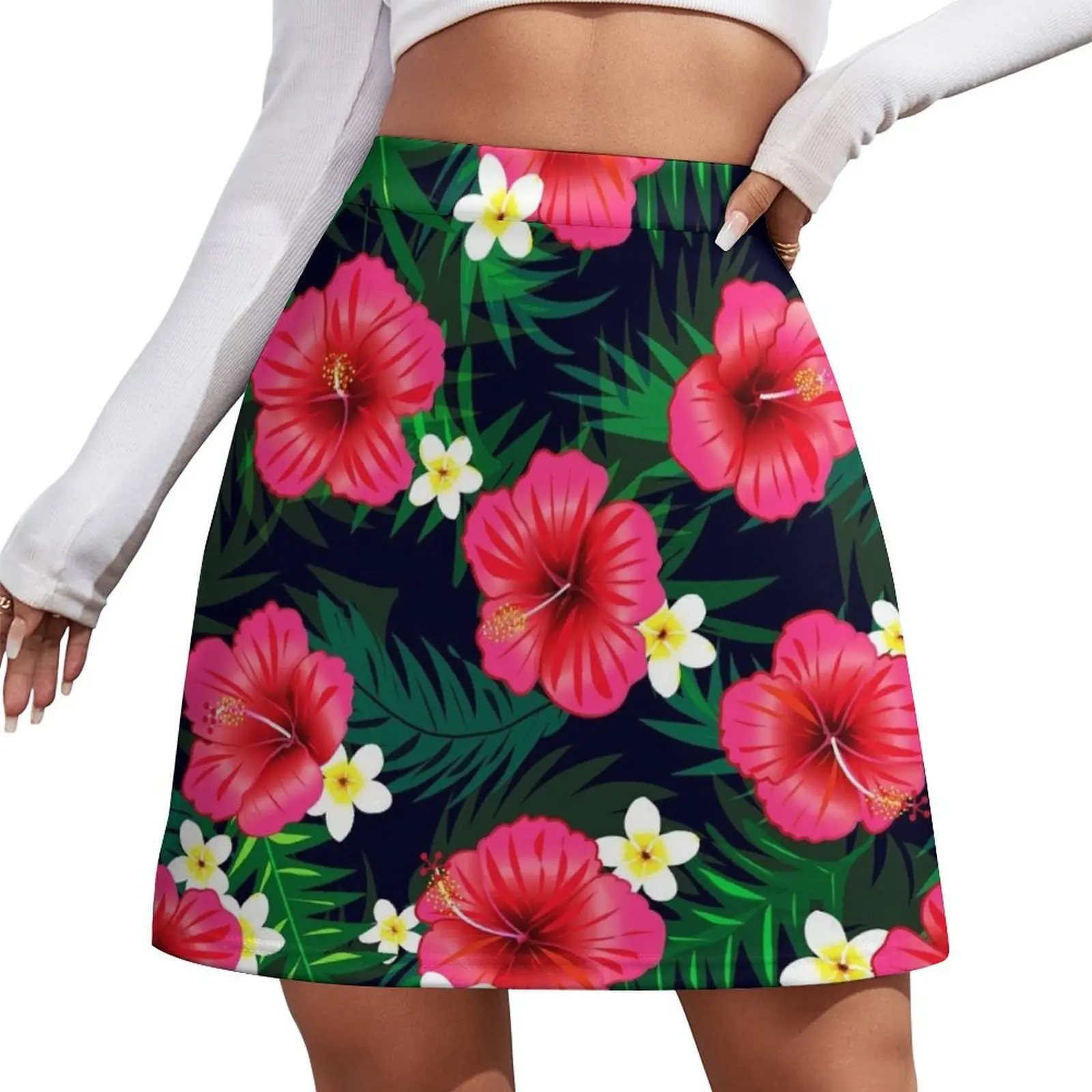 

Hot Pink Hibiscus Mini Skirt Clothing korean ladies summer fashion korean clothing clothes for woman