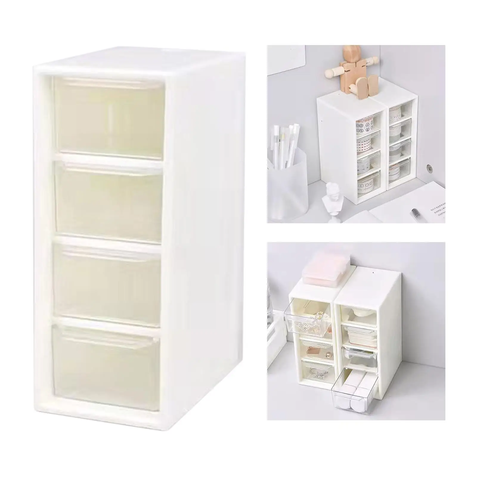 Small Organizer Box Container Case 4-Drawers for Home Office Hair Clip Beads