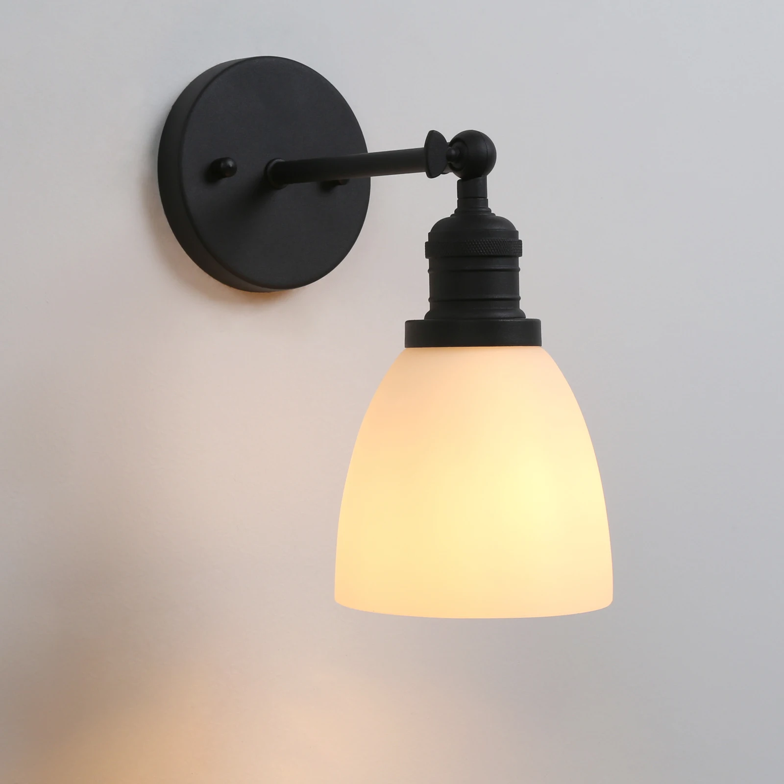 Phanst Vintage Milk White Brass Wall Sconce Light Fixture for Bathroom Vanity Mirror Modern Lighting for Living Room Bedroom