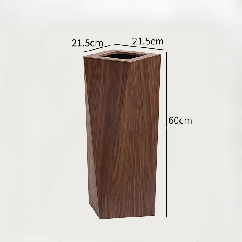 Nordic Style Wooden Trash Bin Home Living Room High End Office Covered Large Creative Polygonal Diamond Trash Can