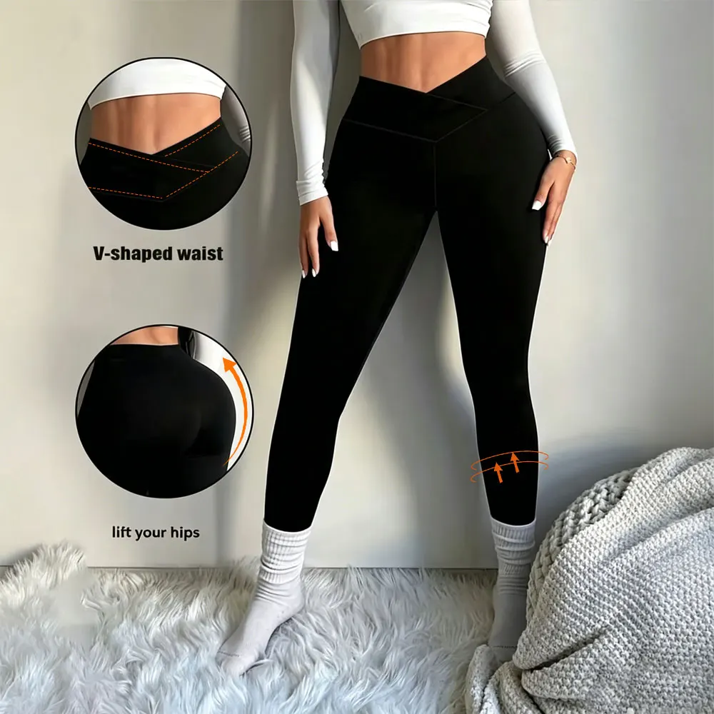 

V Waist Fashion Yoga Pants New High Rise Slim Fitting Yoga Sweatpants Womens Fitness Soft And Glutinous Stretch Sports Trousers