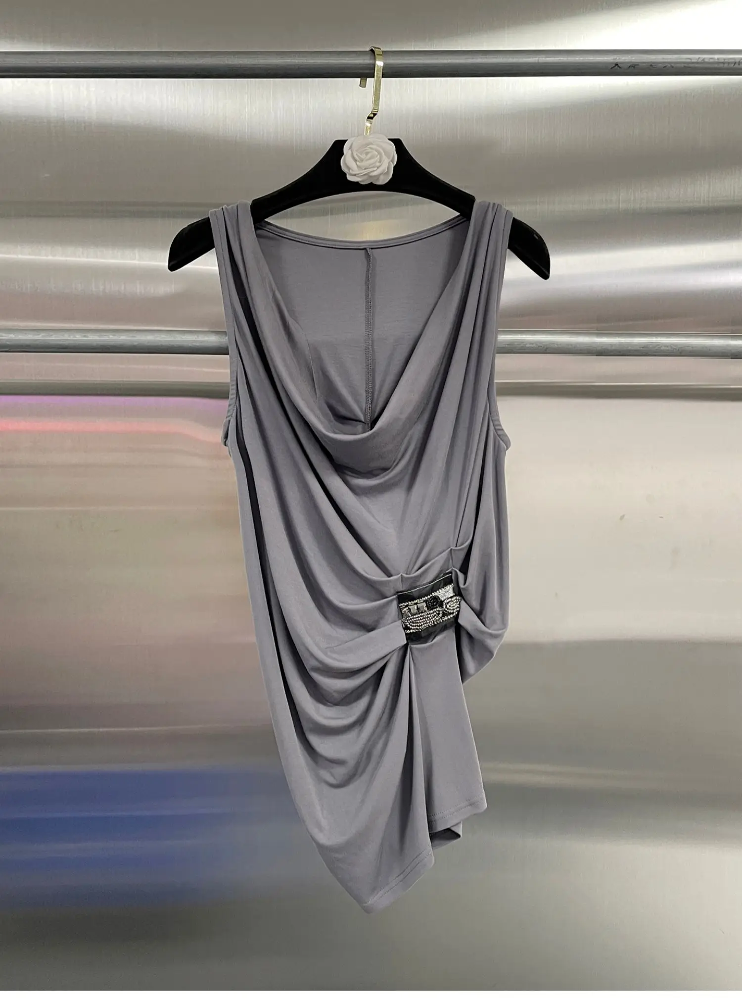 

2025 Autumn Summer New Design Shirt For Women Elegant Fashion Pleat Beading Casual Top Female Trendy Birthday Party Clothing