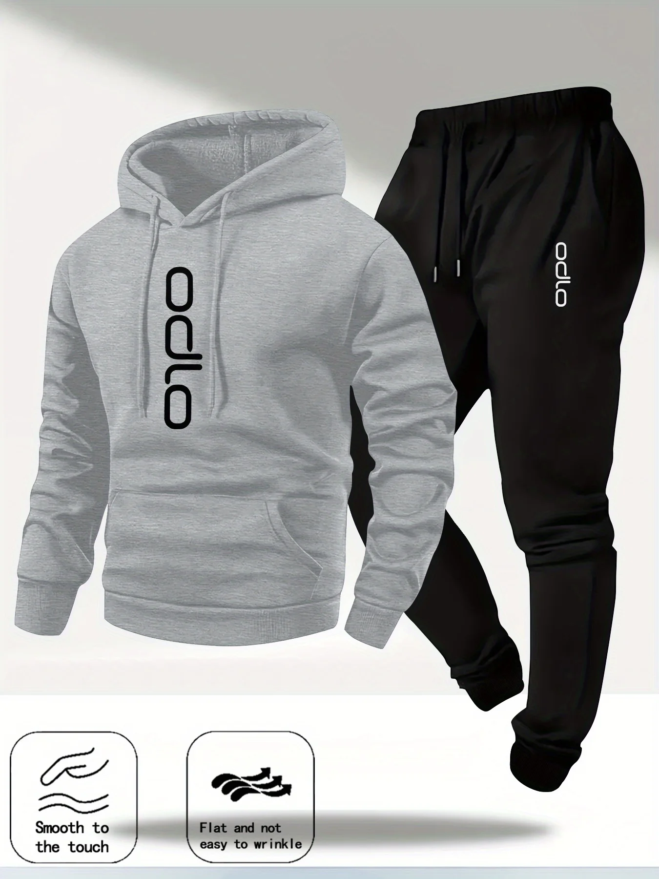 2026 Men Ring Print Tracksuit 2‑Piece Set Fleece Lined Hoodie Drawstring Casual Jogger Pants Sport Suit For Autumn Winter Daily view 5