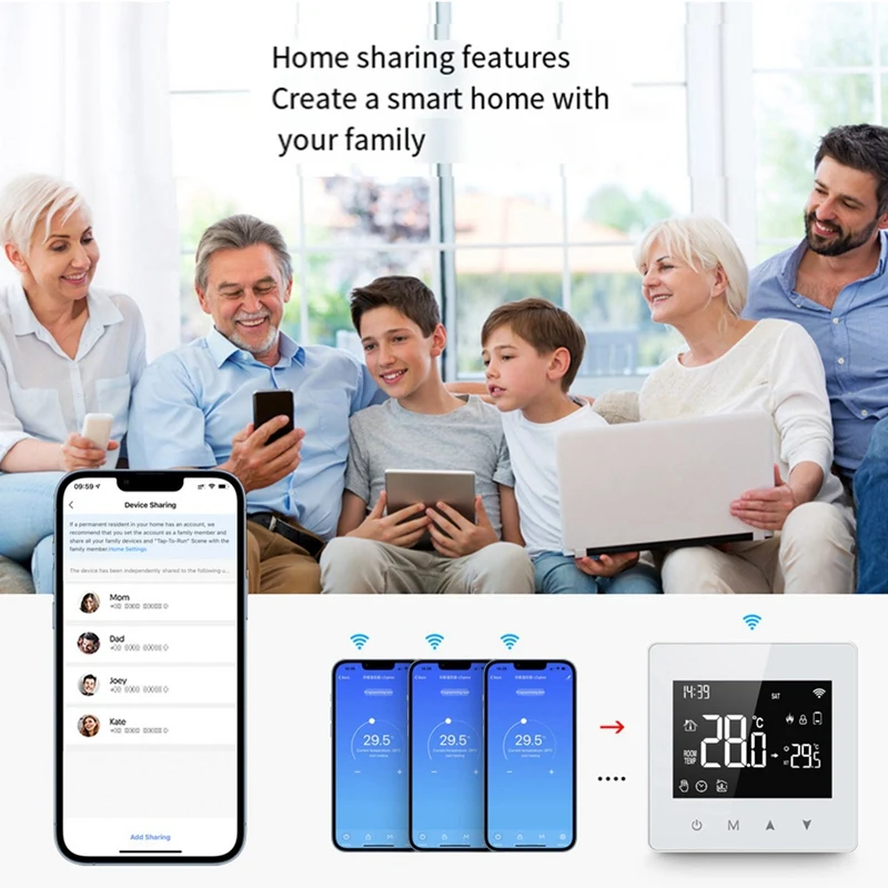 Tuya pengatur suhu baterai rumah pintar, termostat Wifi, pengontrol suhu untuk Boiler Gas bekerja dengan asisten suara ABS