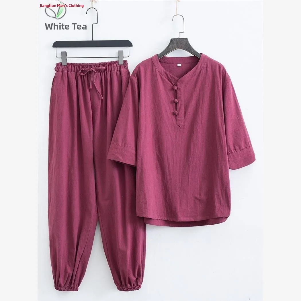 

Летний женский костюм из хлопка и льна в стиле дзен для медитации и чайной церемонии, художественный женский модный халат Layperson