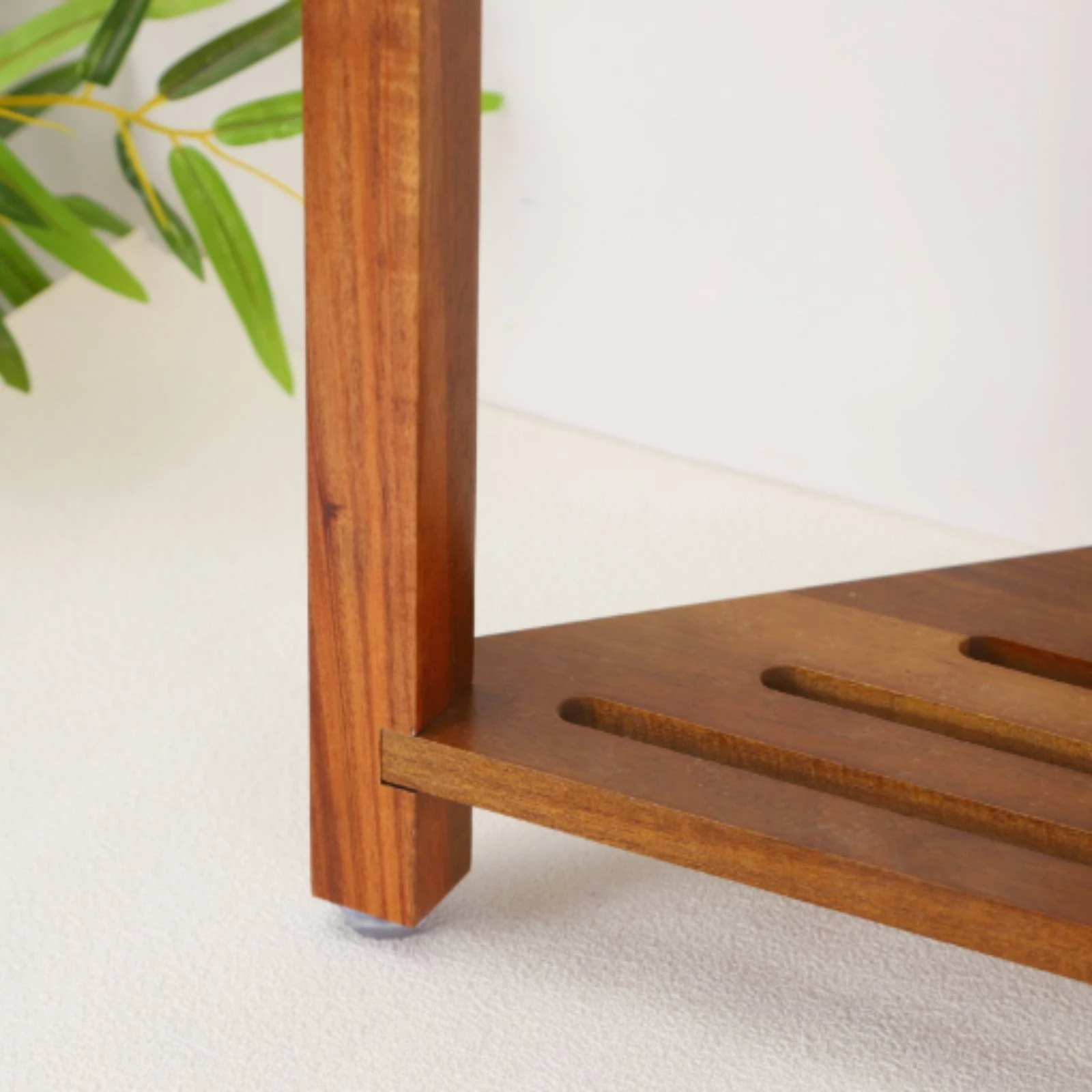 Freestanding Wooden Bathroom Stool Sturdy 2-Tier Bath Seat Multi-Functional Furniture Supportive