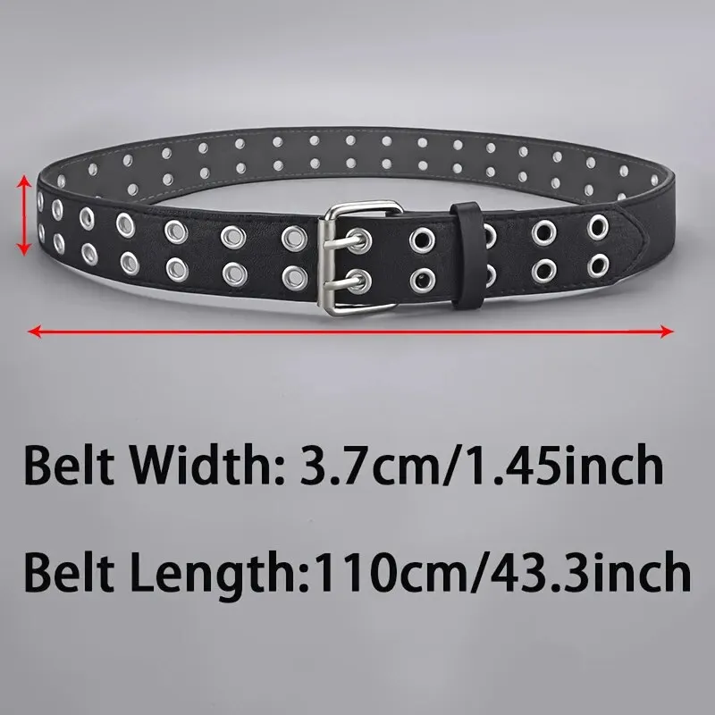 1pc Women's Belt Trend Simple Double Hole Men Belt Punk Hip Hop Rock Style Subculture Y2K Belt Punch Free Belt for Men and Women