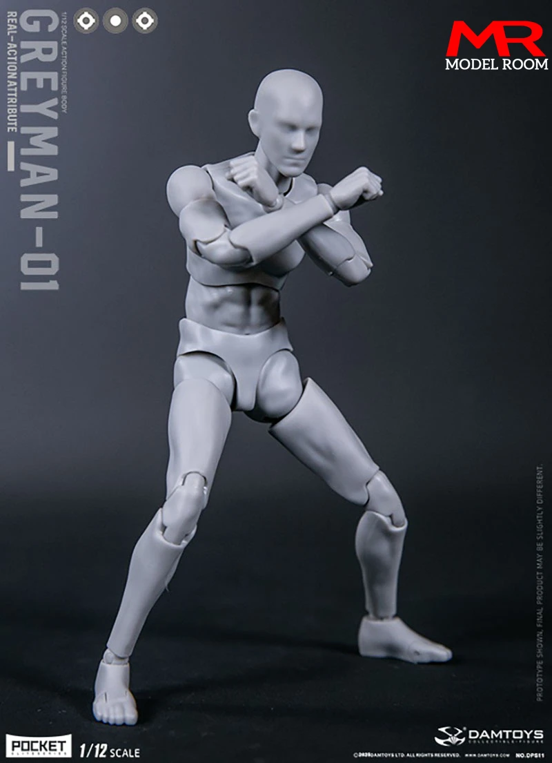 DAMTOYS DPS11 1/12 Scale Greyman Action Figure 14.5cm Crash Test Super Flexible Figurine Joint Body Model Doll