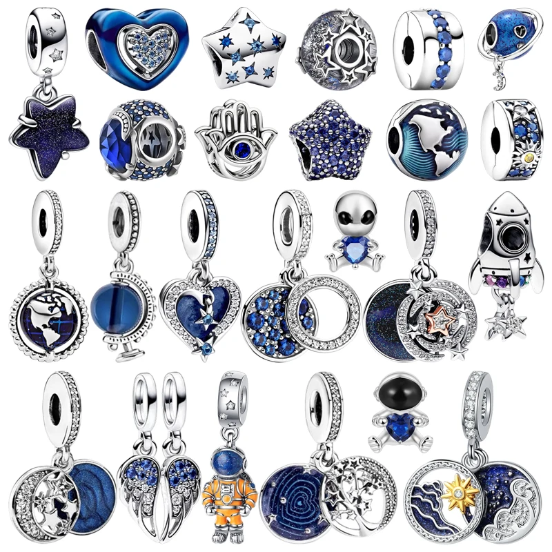 Gran oferta de cuentas de astronauta en la galaxia, cohete de aviación divisible, sol y luna, estrella, compatibles con Pulseras originales, regalos de joyería DIY