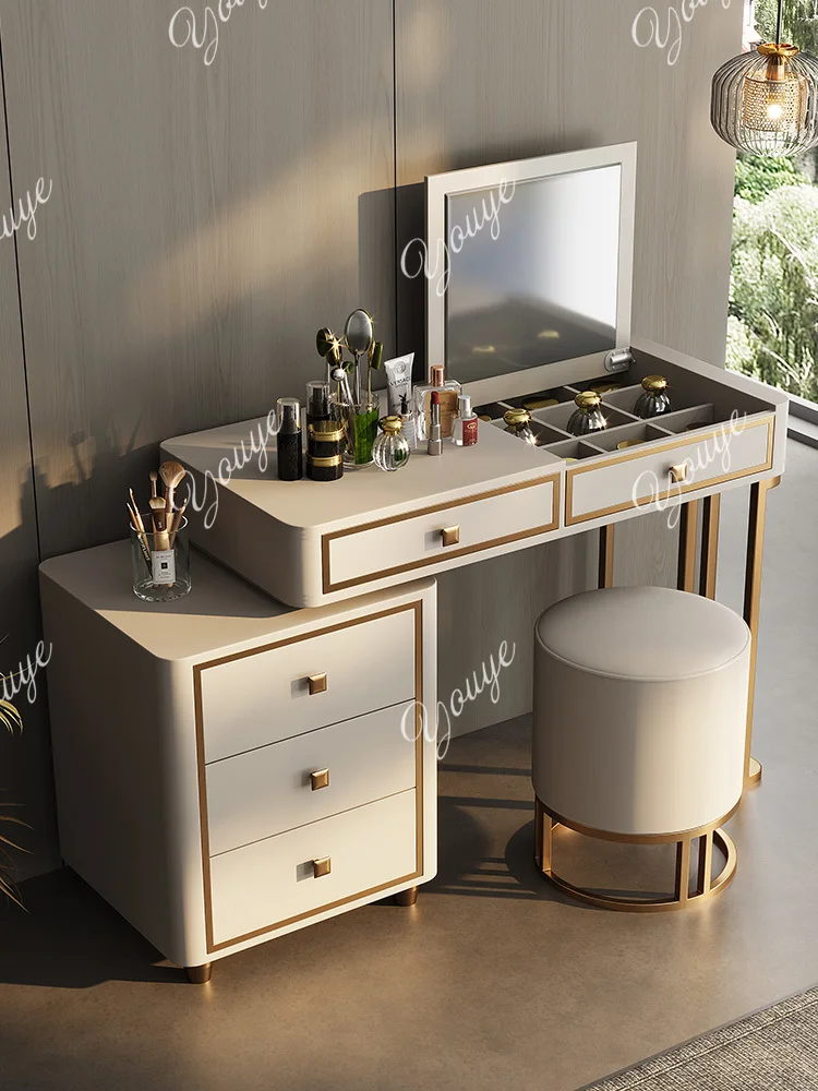 

Light luxury dresser bedroom modern extremely simple Italian high-end cosmetic table storage integrated cabinet flip cover