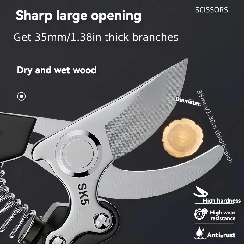 2pcs professional garden tools set, heavy duty folding saw and ultra sharp 8-inch japanese pruning shears with non-slip soft sponge grip, essential trimming tools for plants and trees, perfect for home gardening and landscape maintenance view 6