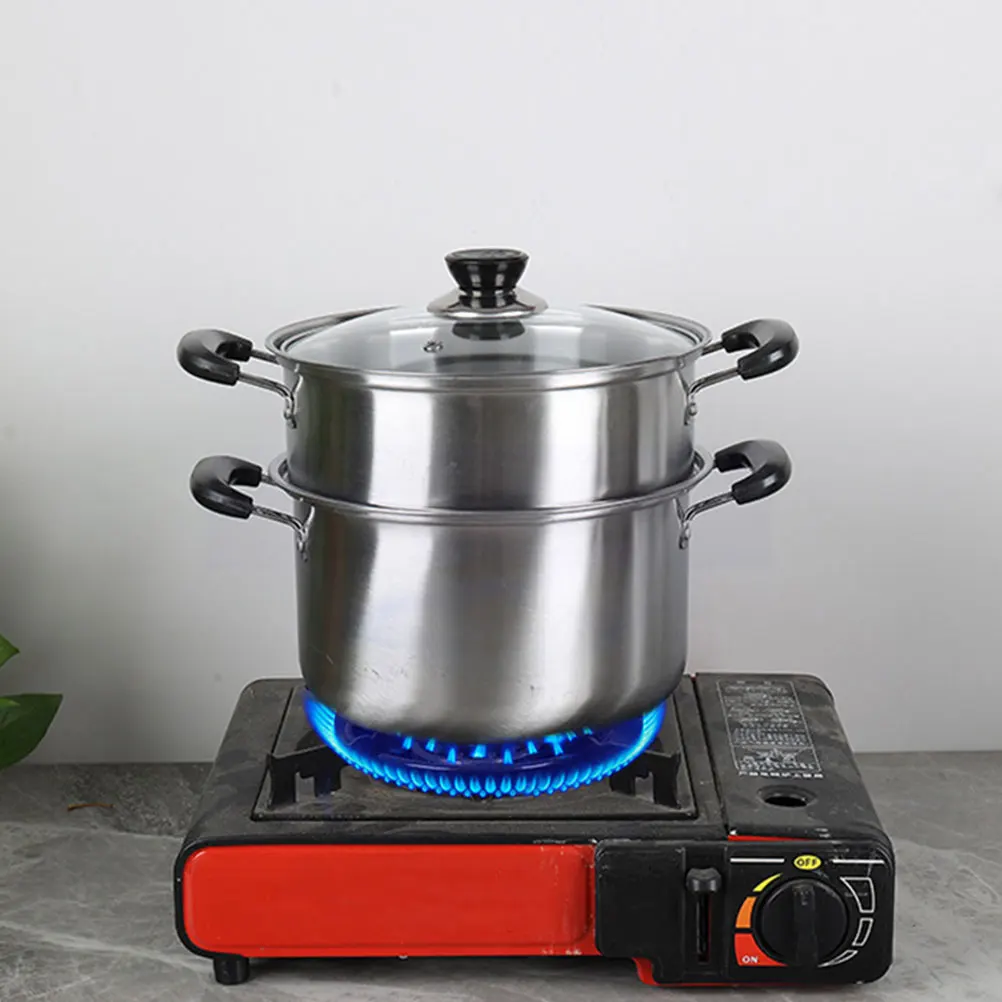 

Stainless Steel Stew Pot 22cm Steaming Cooker Reusable Food Tool Smooth Design Easy Cleaning Multi Function Kitchen Supplies