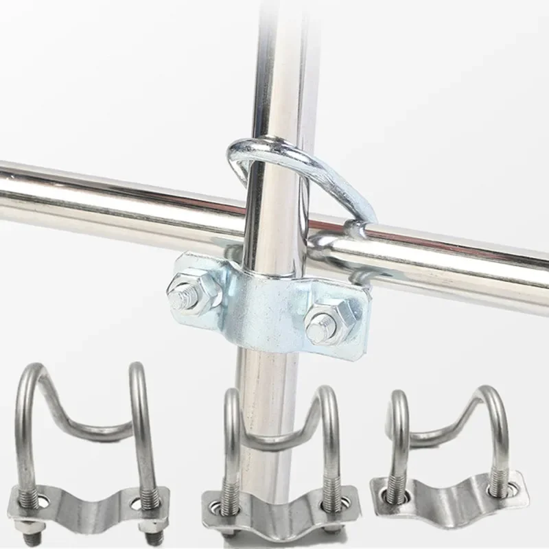 304 & Galvanized 20/25/32/40 Pipe Clamp Tube Plumbing Cross Clamp Stainless Steel Galvanized Pipe Fittings 22 Gauge Steel